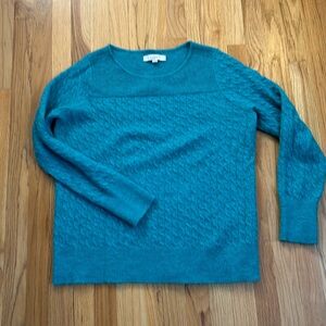 LOFT blue green cable sweater